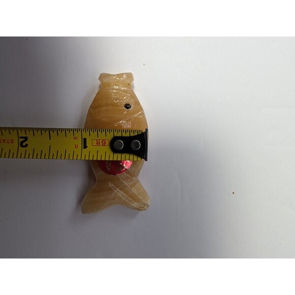 Vintage Pair Mexican Onyx Carved Fish Charms Stone Amber Hecho En Mexico - Picture 8 of 13